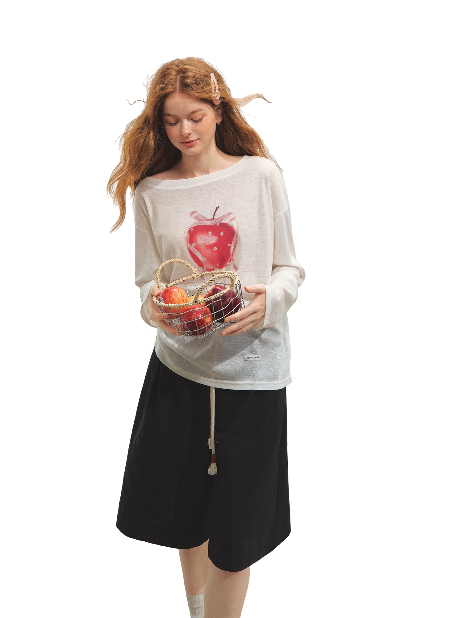 Relaxed Tie Sheer Mesh Long Sleeve T-Shirt
