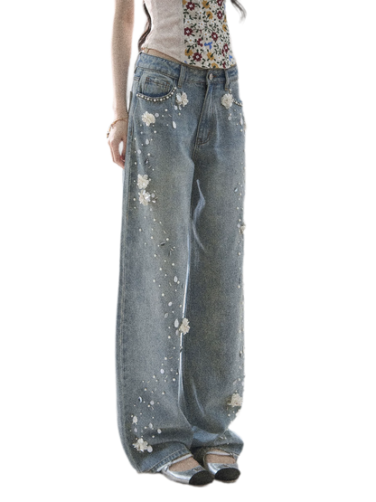 Embellished Wide Leg Jeans