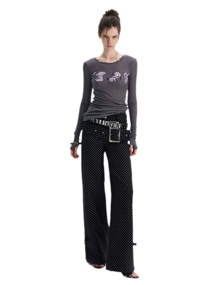 T-shirt stampata slim fit a maniche lunghe