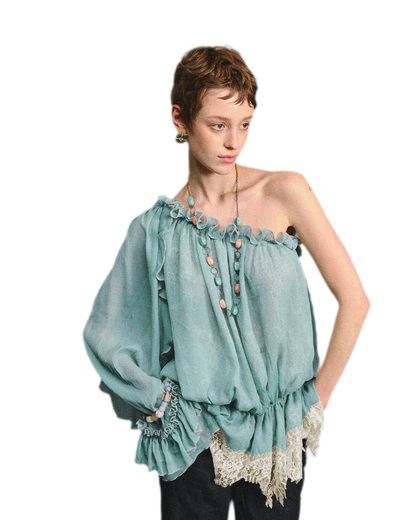One-Shoulder Chiffon Blouse