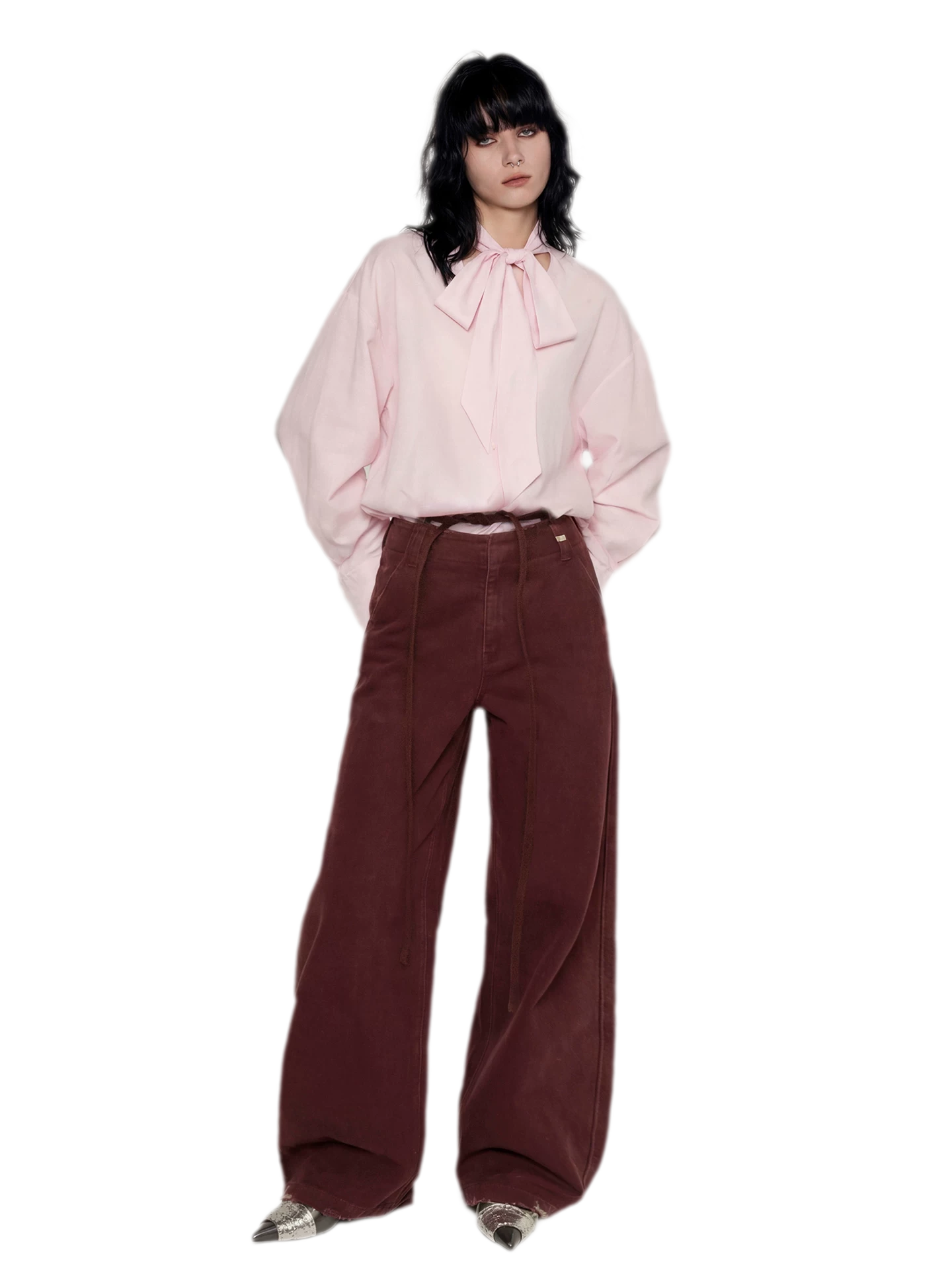 Textured Tie-Front Tencel Shirt
