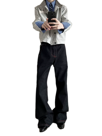 Washed Bootcut Raw-Denim Jeans