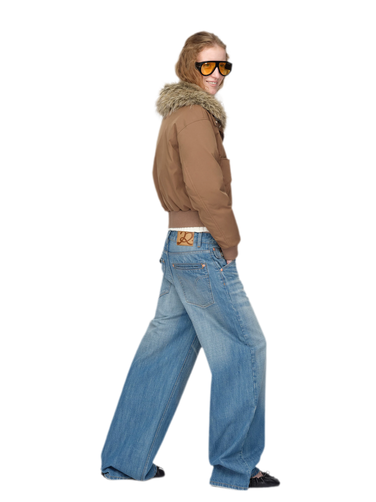 Washed Whisker Wide-Leg Jeans