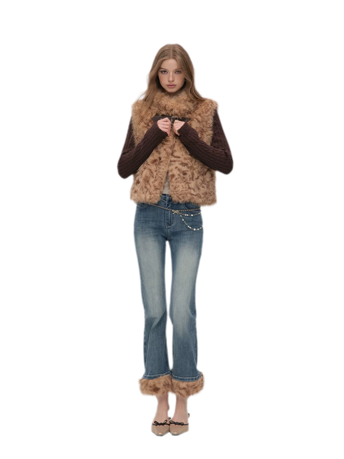 Vintage Washed Cropped Flare Jeans