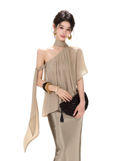 Elegant Loose Chiffon Halter Neck Top