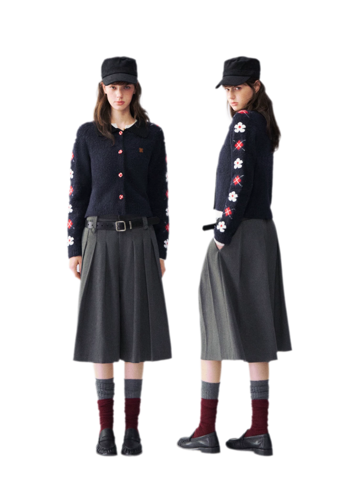 Gilet jacquard floral duveteux
