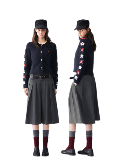 Gilet jacquard floral duveteux