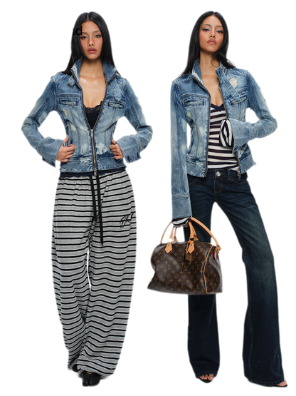 Distressed Cropped Denim Jacket