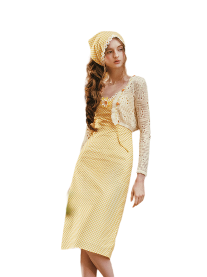 Daisy Gingham Midi Dress