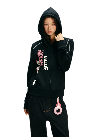 Contrast Stitch Fitted Hooded Sweatshirt