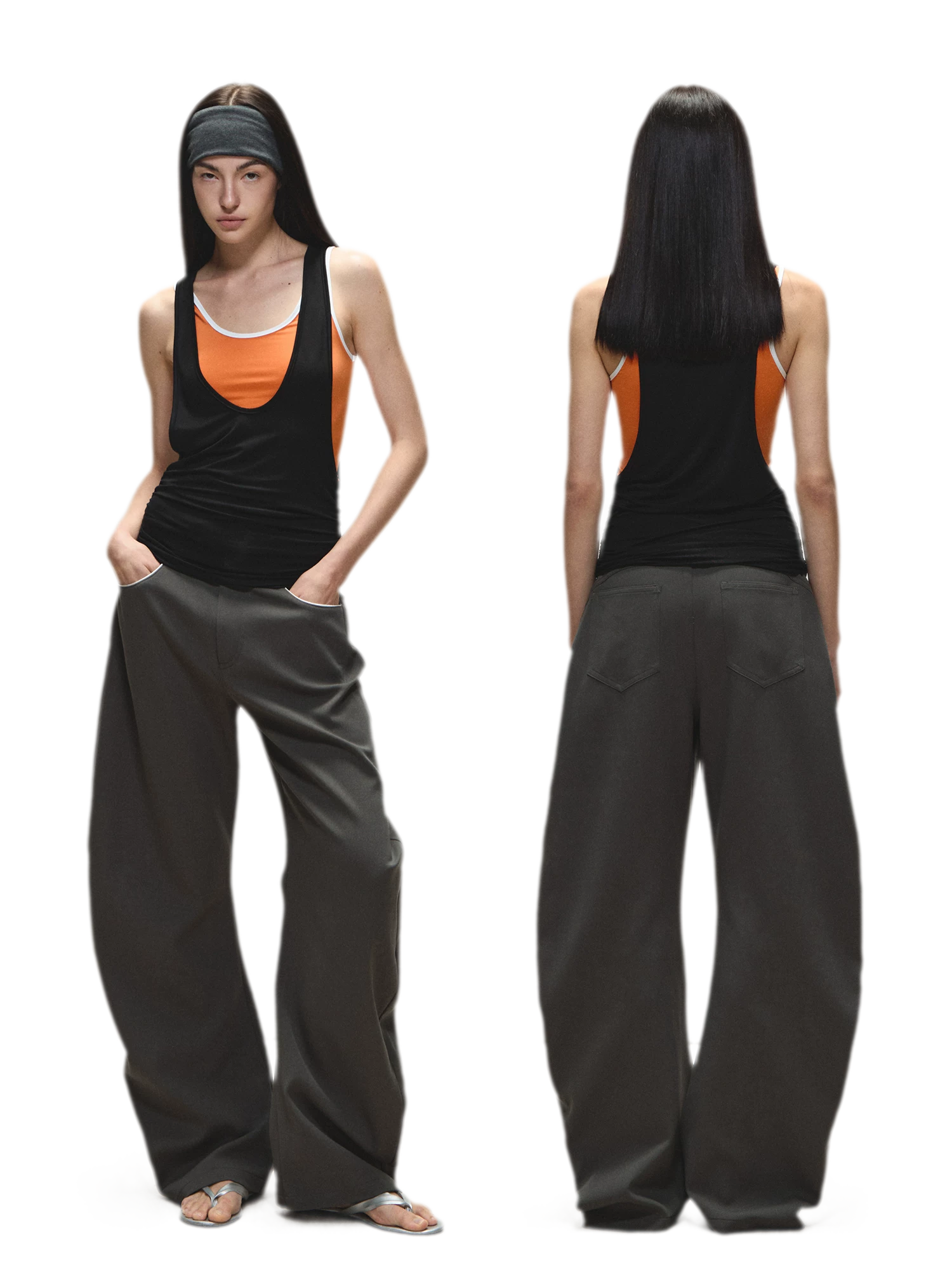 Relaxed Fit Sculpted Wide-Leg Pants