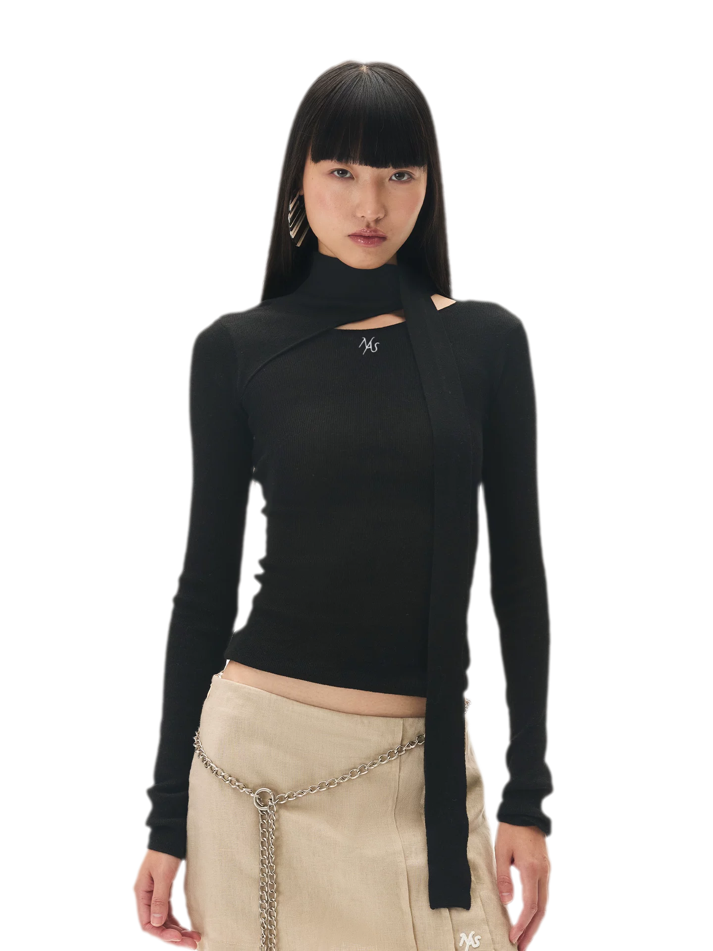 Cashmere Asymmetric Cutout Knit Top