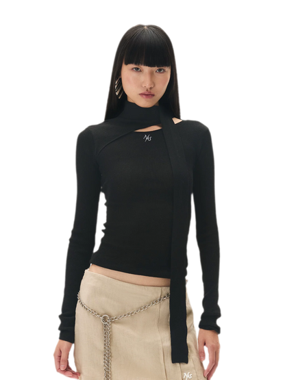 Cashmere Asymmetric Cutout Knit Top