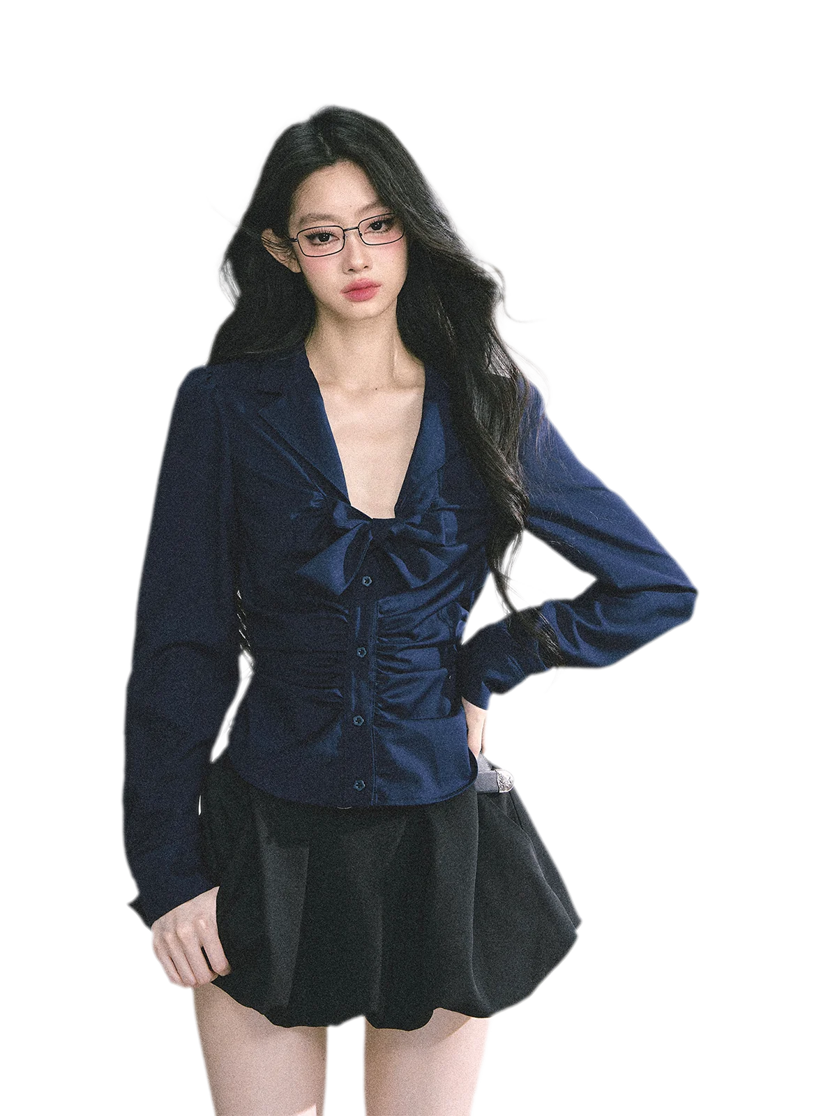 Camisa corta con pajarita