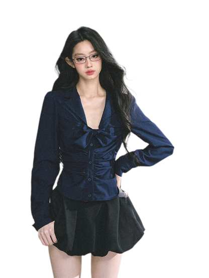 Camisa corta con pajarita