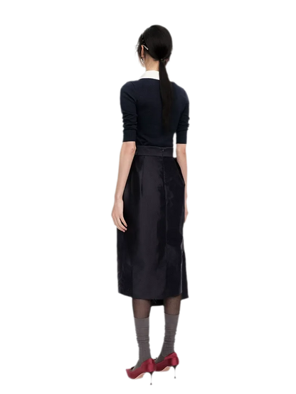 Silk Cashmere Collared Knit Top