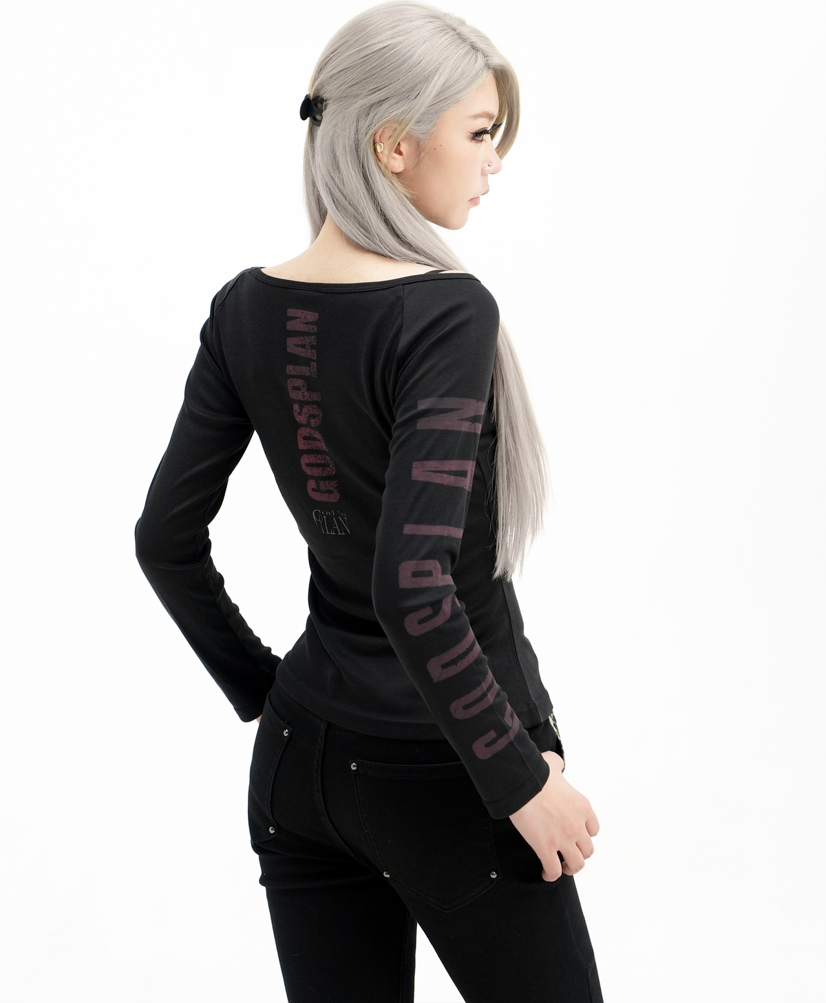 Graphic Henley Long Sleeve Top