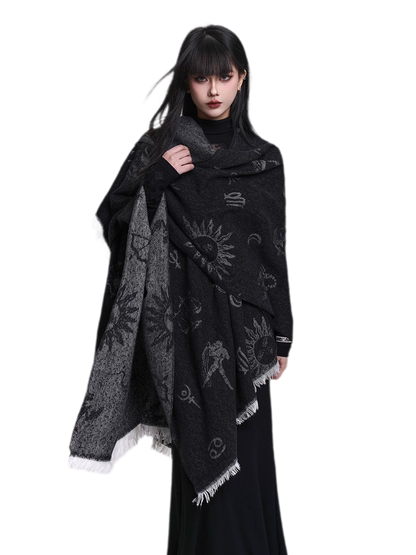 Celestial Fringed Oversized Shawl