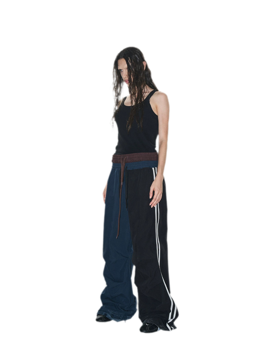 Pleated Wide-Leg Track Pants