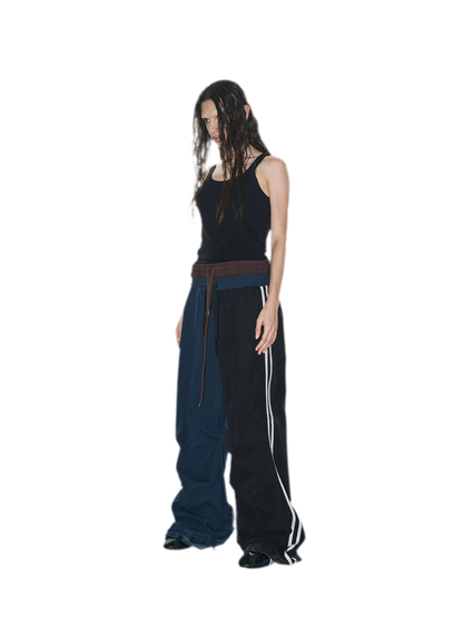Pleated Wide-Leg Track Pants