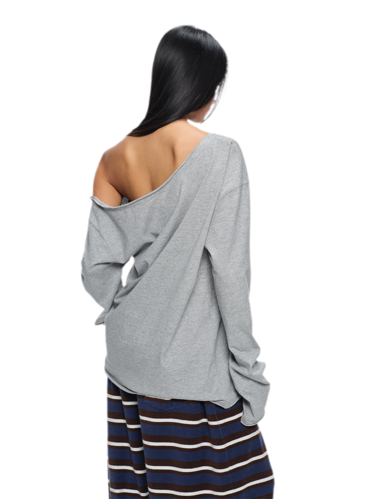 Asymmetric Printed Oversized Long-Sleeve T-Shirt