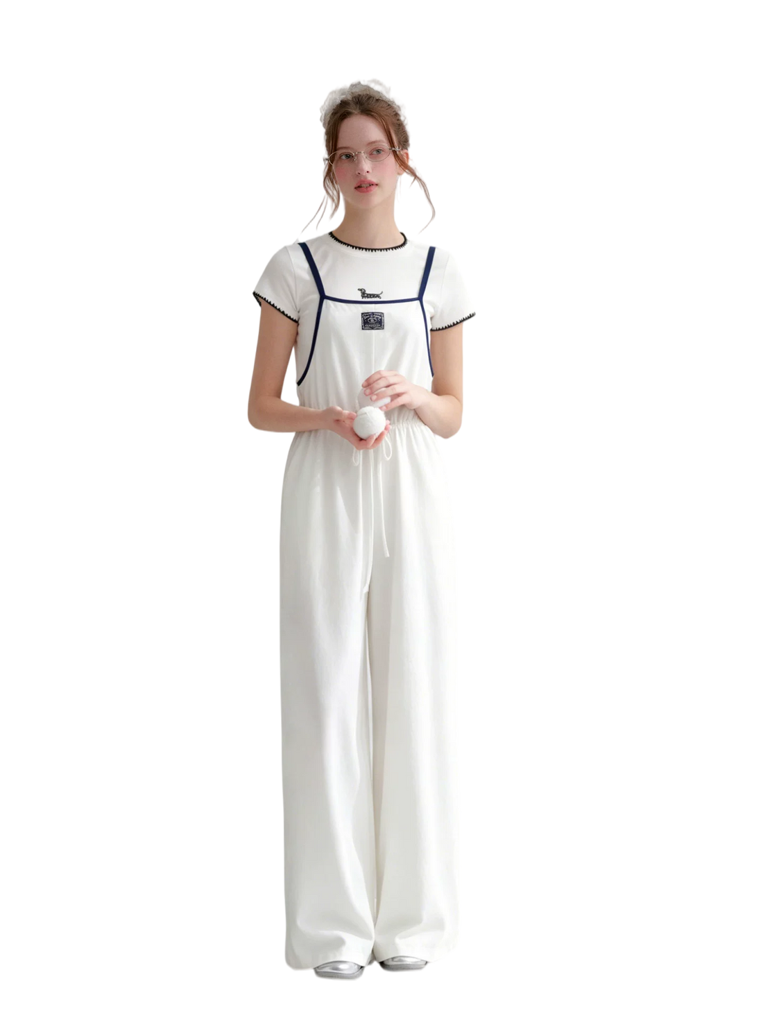 Contrast Piping Drawstring Waist Jumpsuit