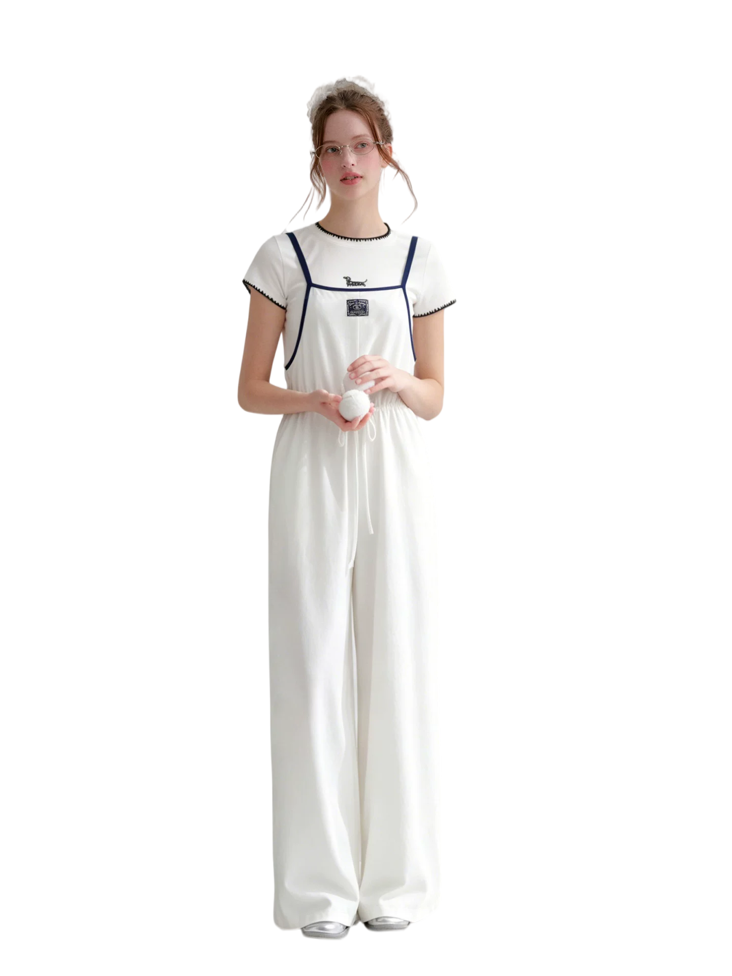 Contrast Piping Drawstring Waist Jumpsuit
