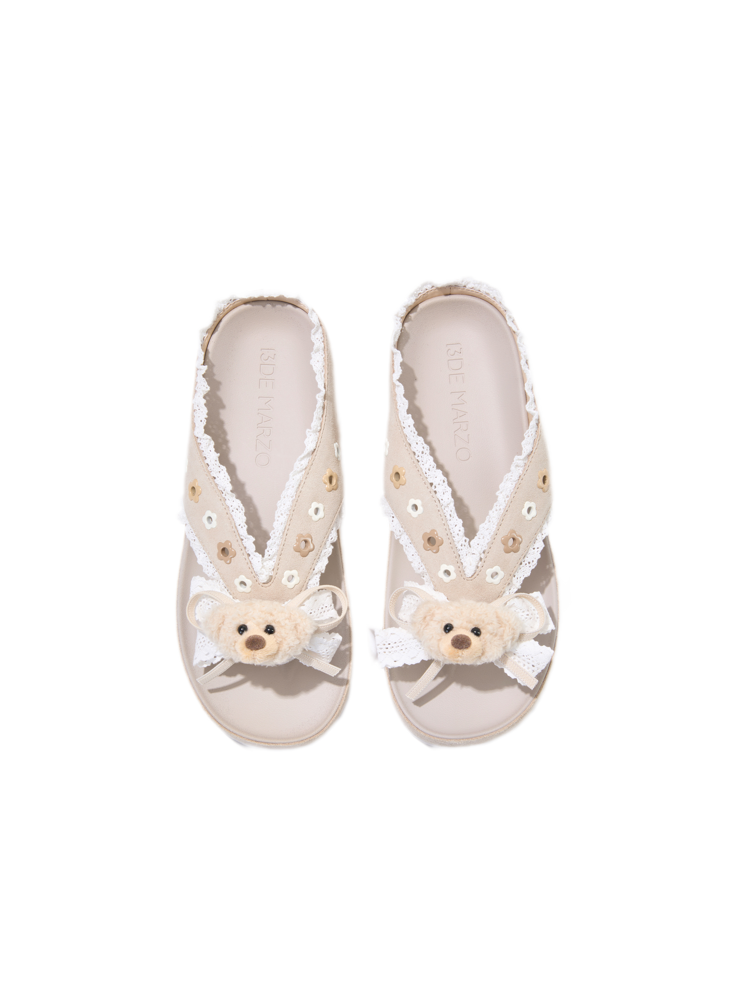 Lace Trim Platform Flip-Flops