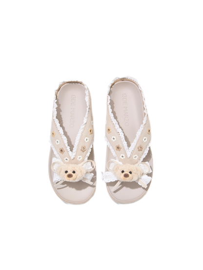 Lace Trim Platform Flip-Flops
