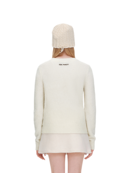 Fuzzy Appliqué Pullover Sweater