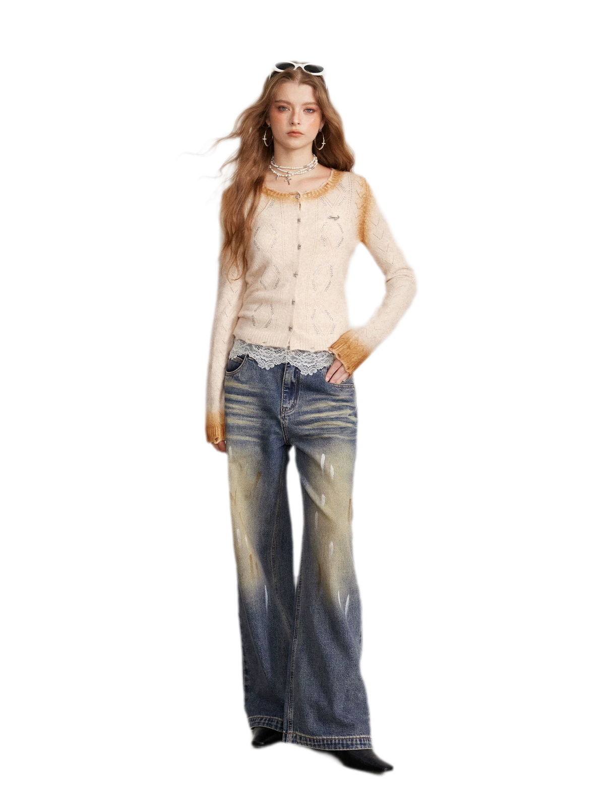 Strickjacke mit Farbverlauf und Strasssteinen