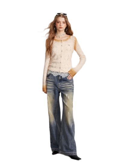 Strickjacke mit Farbverlauf und Strasssteinen