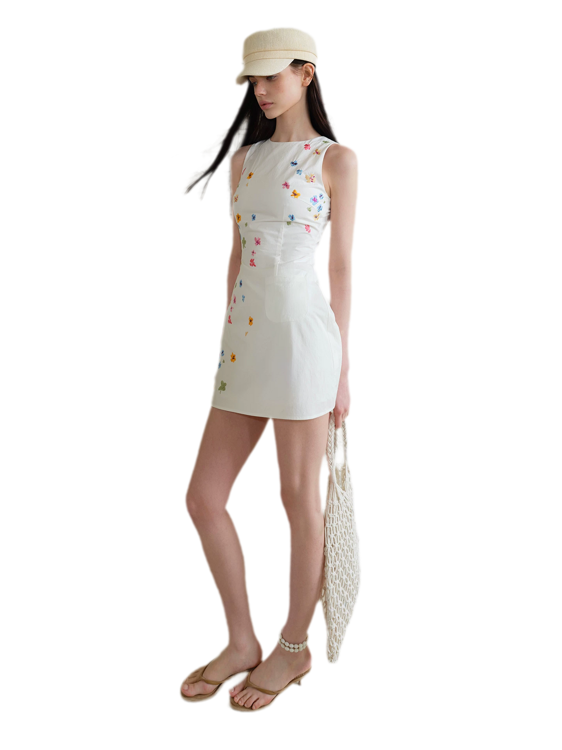 Summer Vintage Hand-Painted Floral Dress