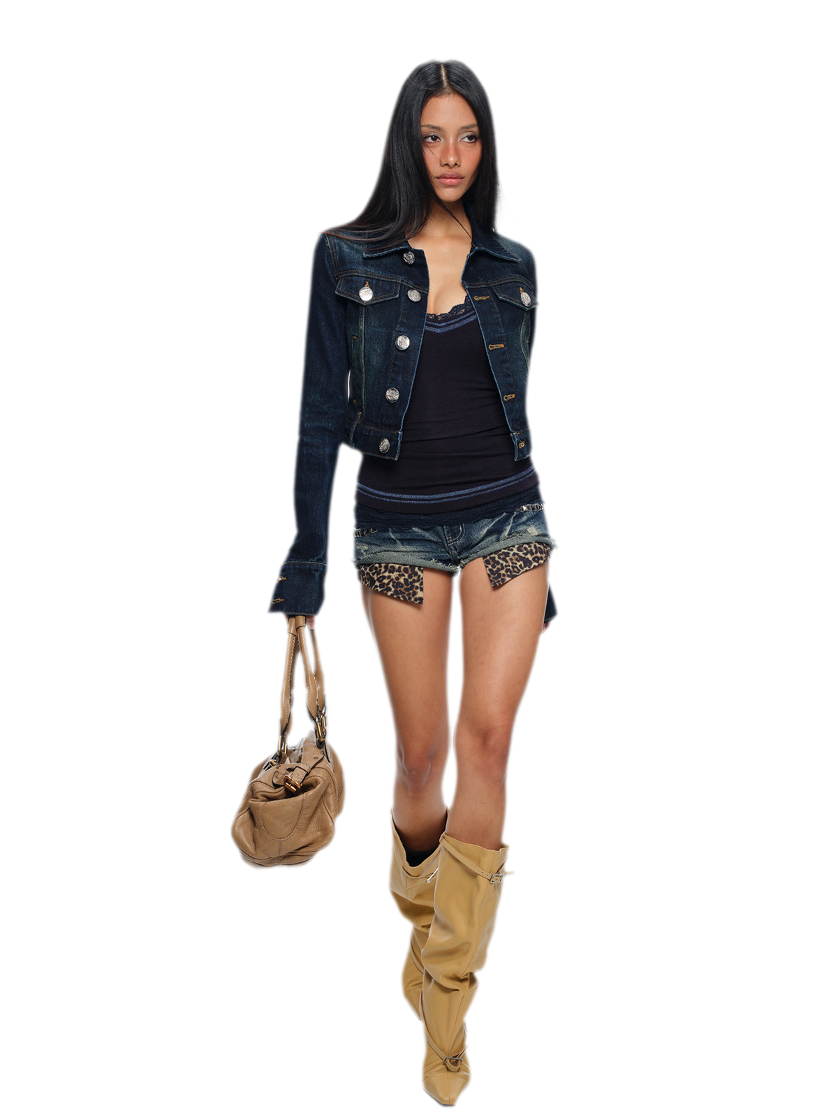Embroidered Cropped Denim Jacket