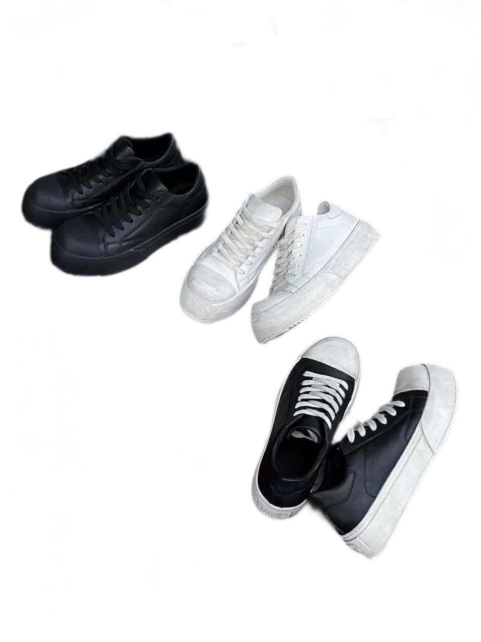 Distressed Leather Low Sneakers