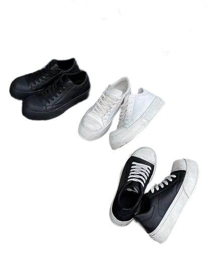 Distressed Leather Low Sneakers