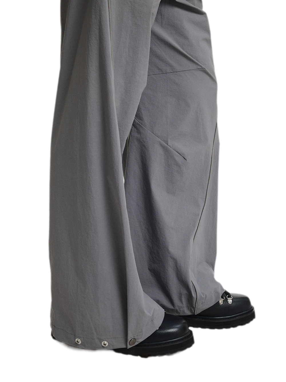 Shiny Panel Wide-Leg Nylon Pants