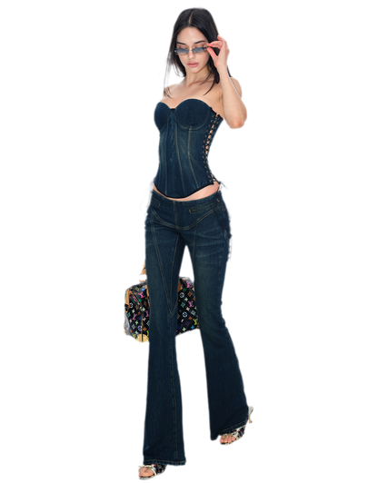Deep Blue Flare Jeans