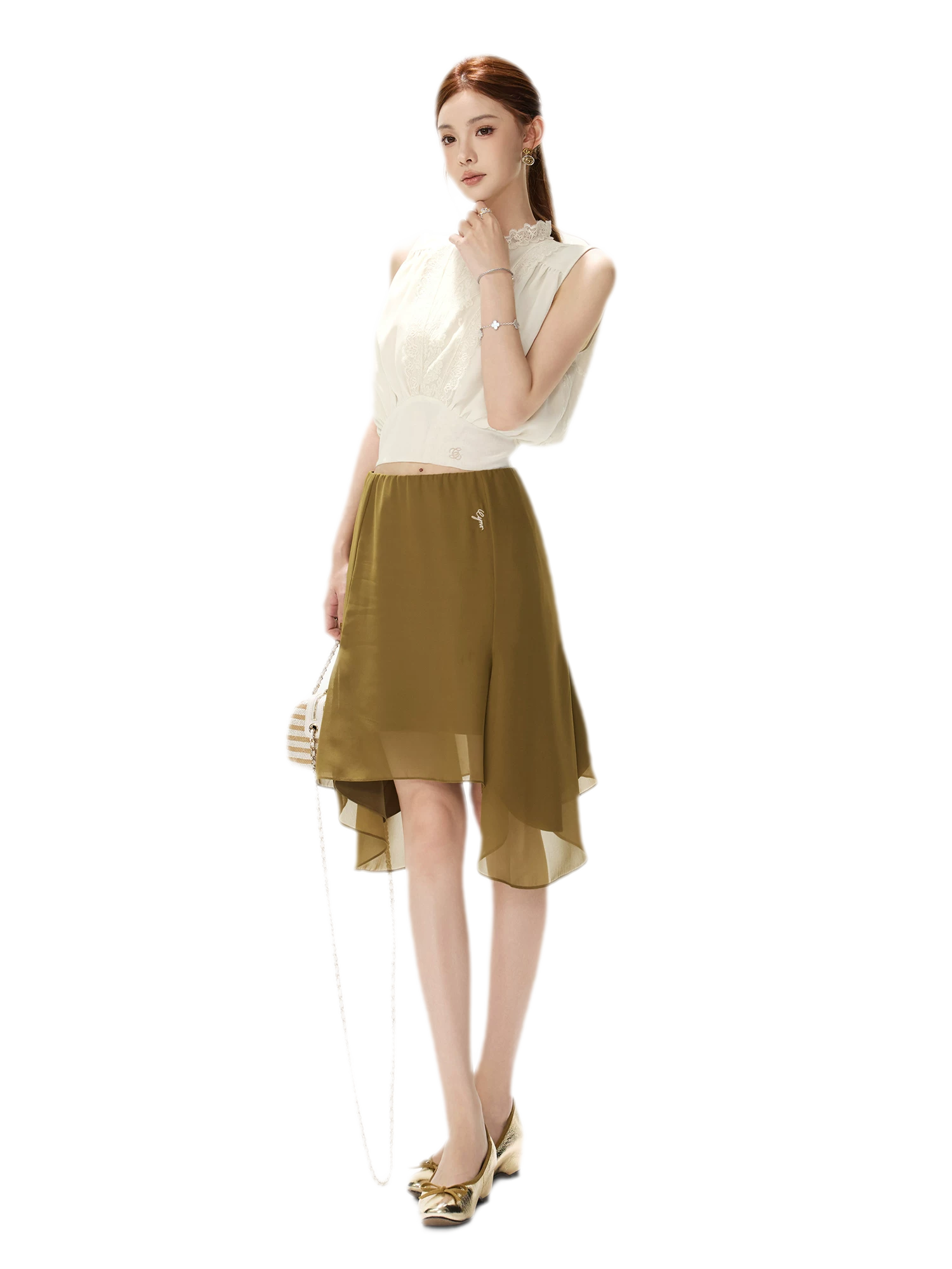 Layered Chiffon A-Line Skirt