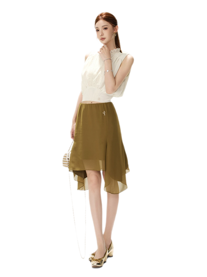 Layered Chiffon A-Line Skirt