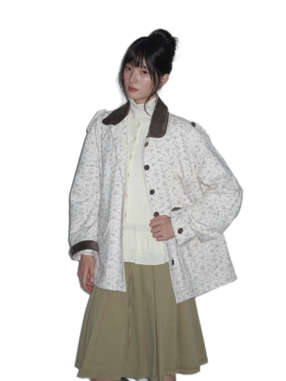 Floral Twill Oversized Utility Jacket