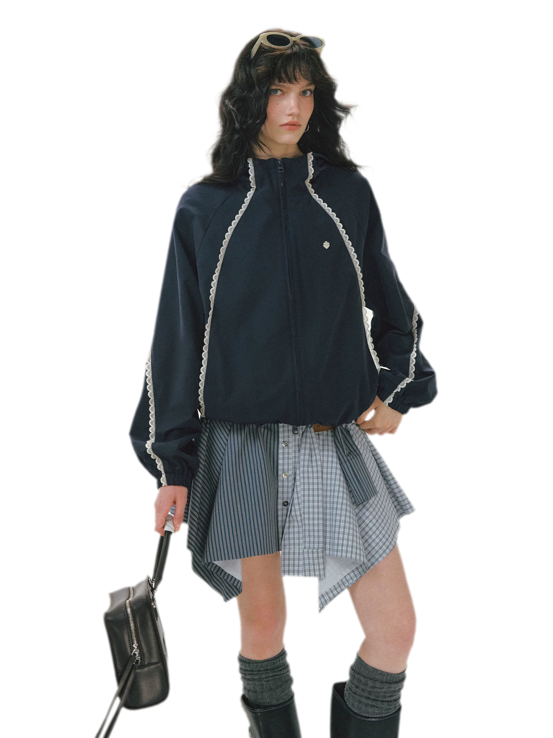 Lace Panel Hooded Jacket