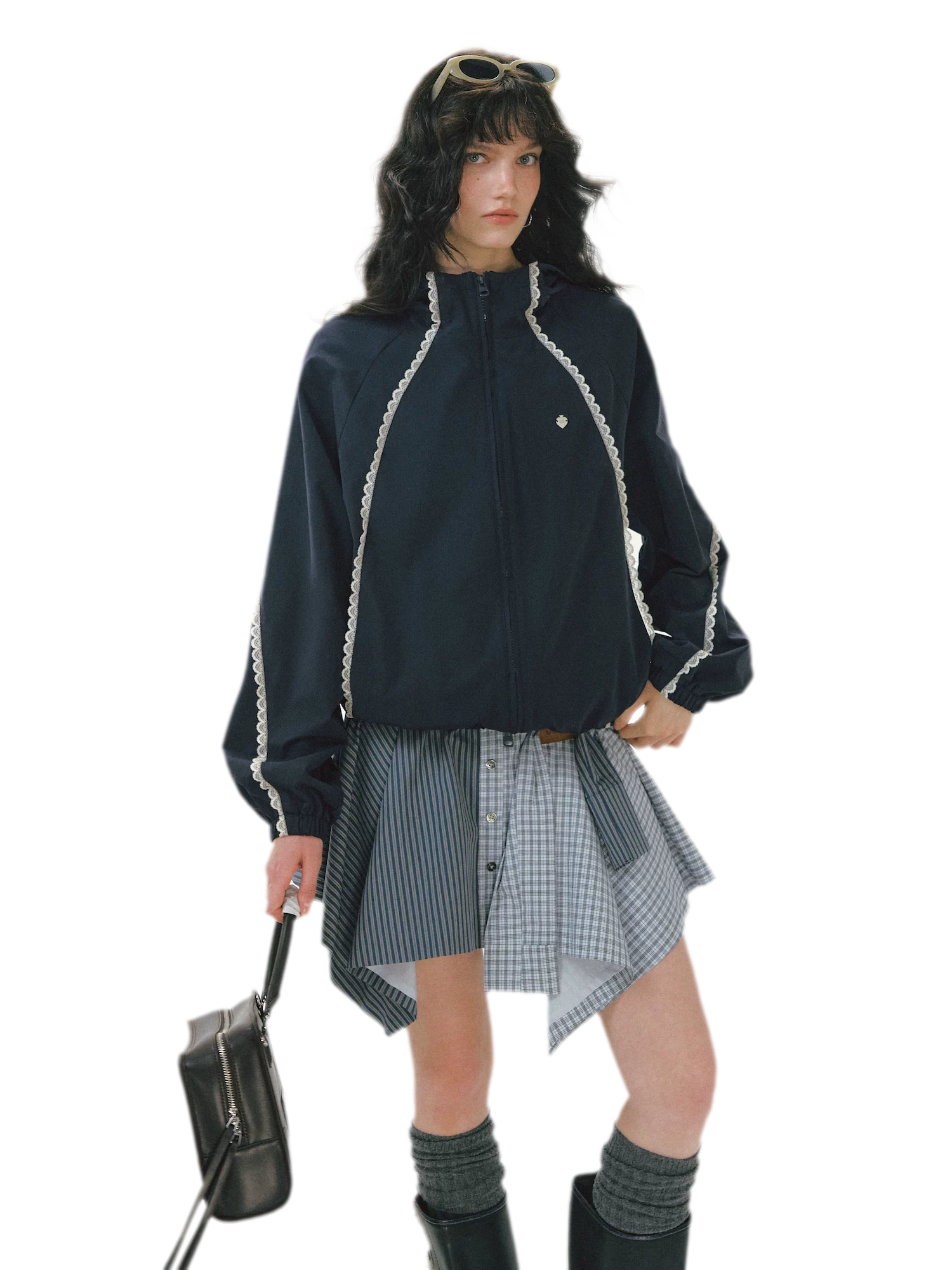Lace Panel Hooded Jacket