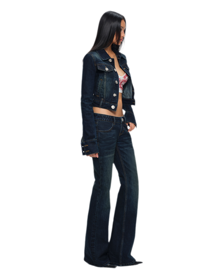 Embroidered Low-Rise Flared Jeans