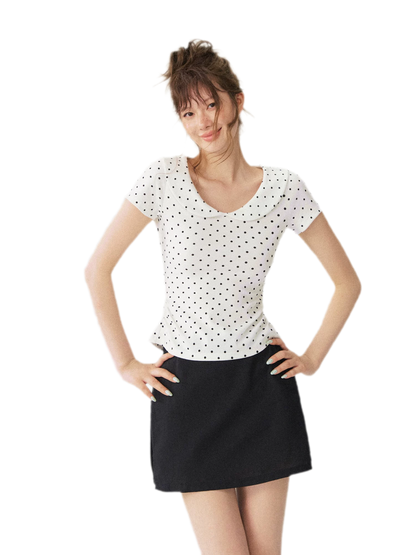 Polka Dot Tie Back T-Shirt