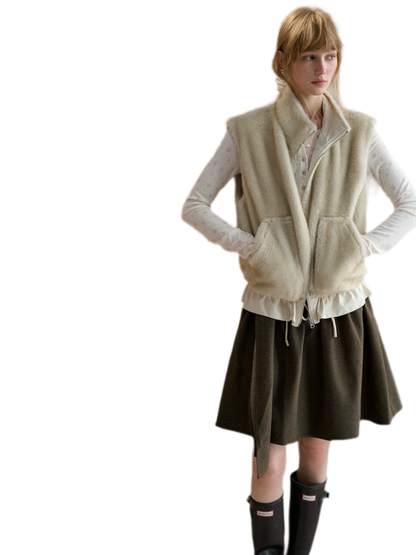 Reversible Plush Stand-Collar Vest