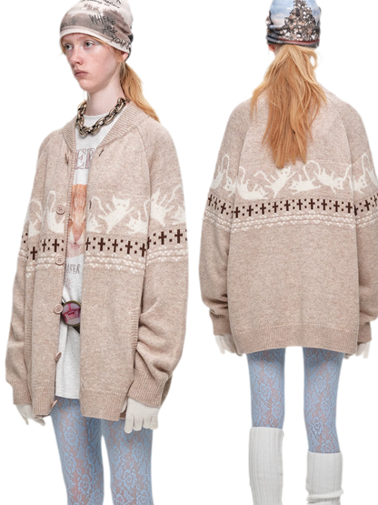 Gilet jacquard Fair Isle avec chats