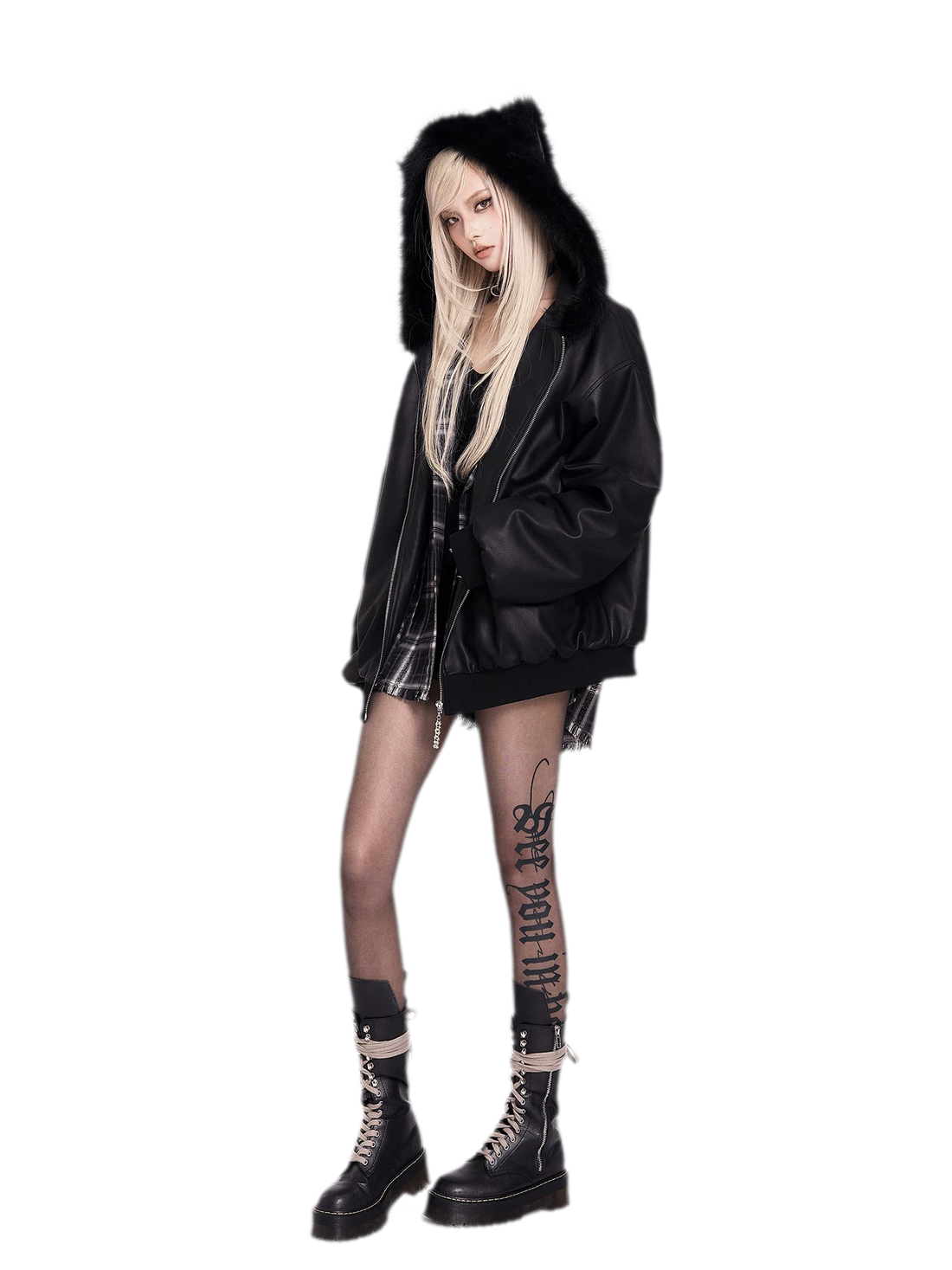 Gothic Letter Black Tights