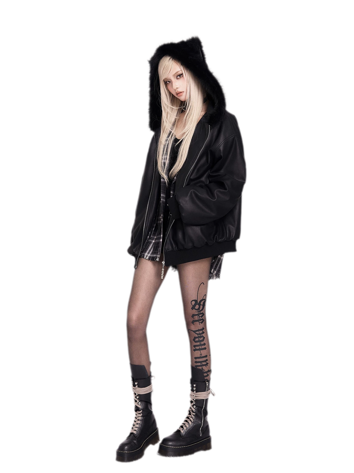 Gothic Letter Black Tights