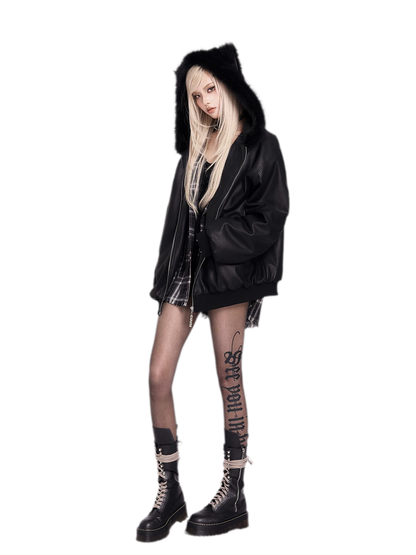 Gothic Letter Black Tights